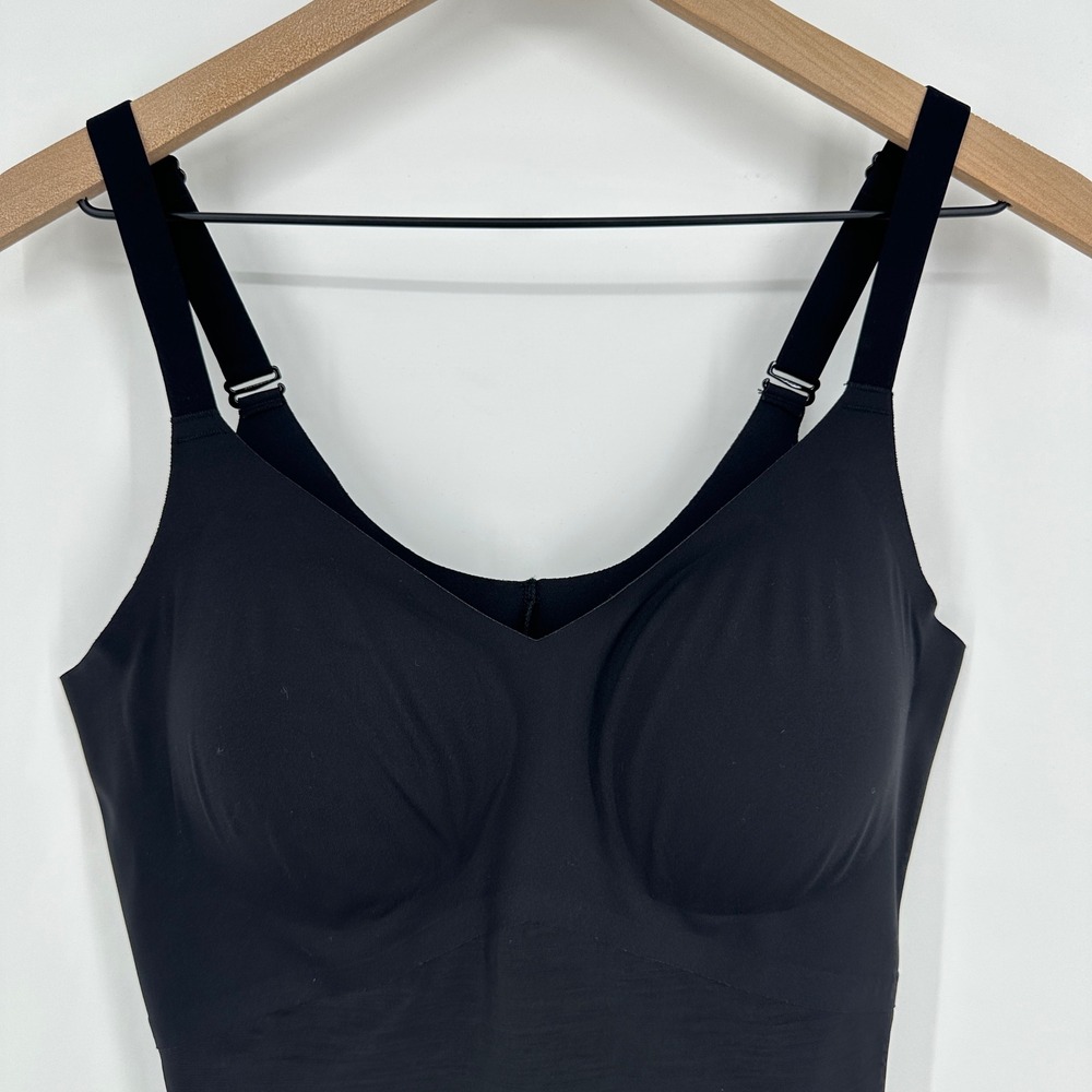 Honeylove Mid-Thigh Bodysuit L Black Allover Sculpting Built-in Wireless Bra - Picture 2 of 10
